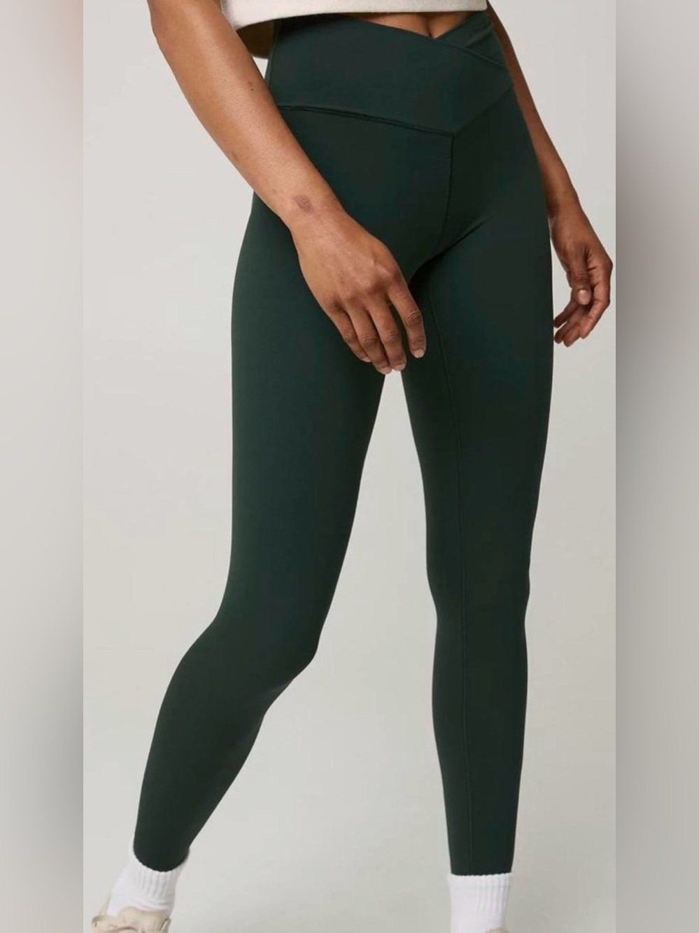 Aerie Crossover High-Rise Leggings Forest Green, size L, like new!